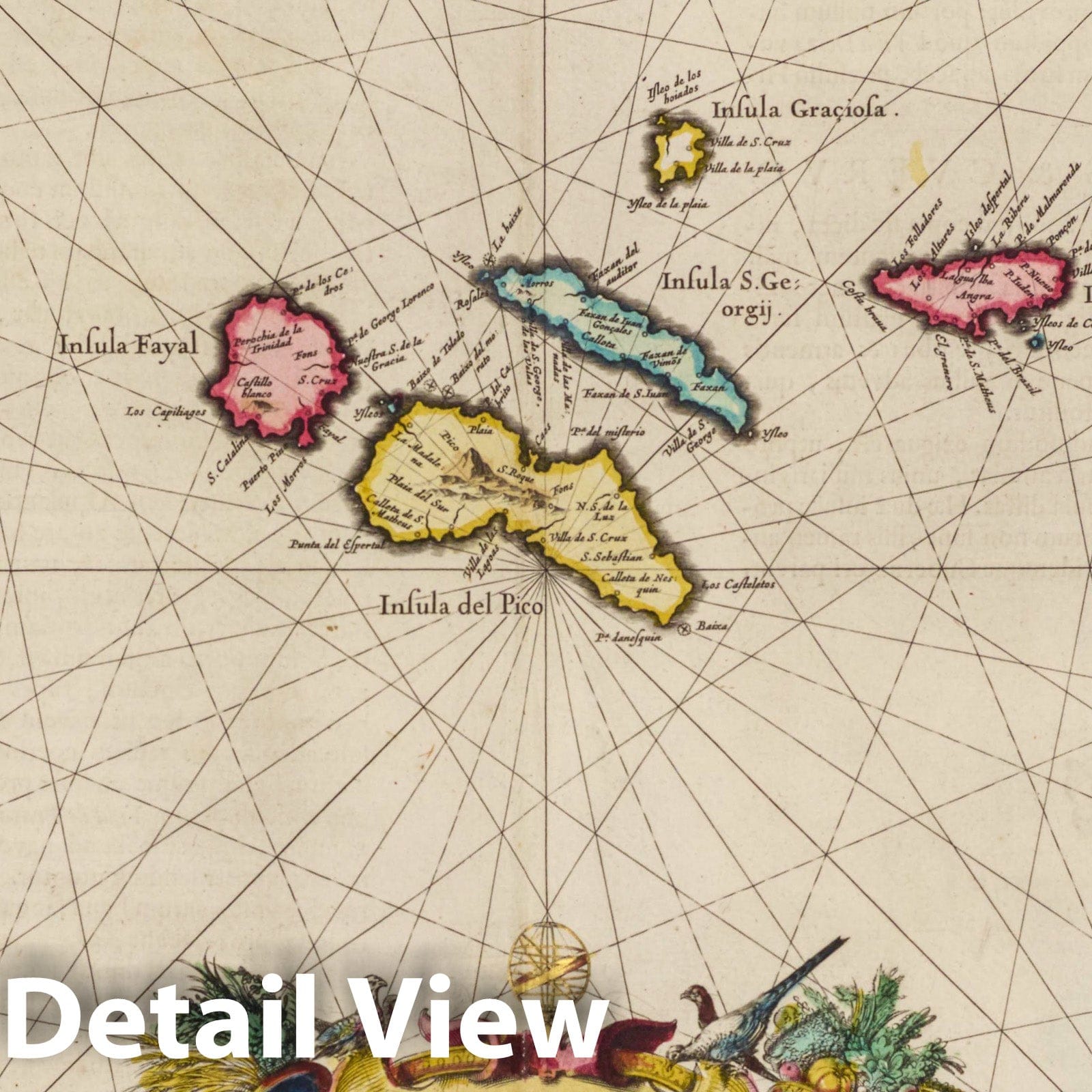 Azores, 1665 - Historical Map Print from Blaeu's Atlas Maior