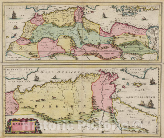 Historic Wall Map : Atlas Maior Sive Cosmographia Blaviana, Qua Solvm, Salvm, Coelvm, Accvratissime Describvntvr. Barbaria, 1665 Atlas - Vintage Wall Art