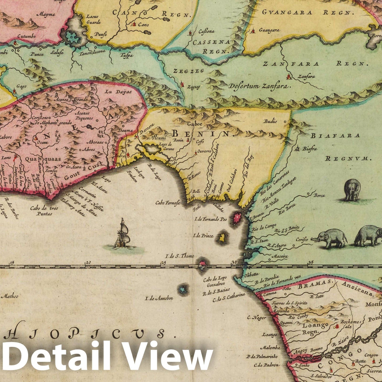 Sub-Saharan Africa, 1665 - Historical Map Print