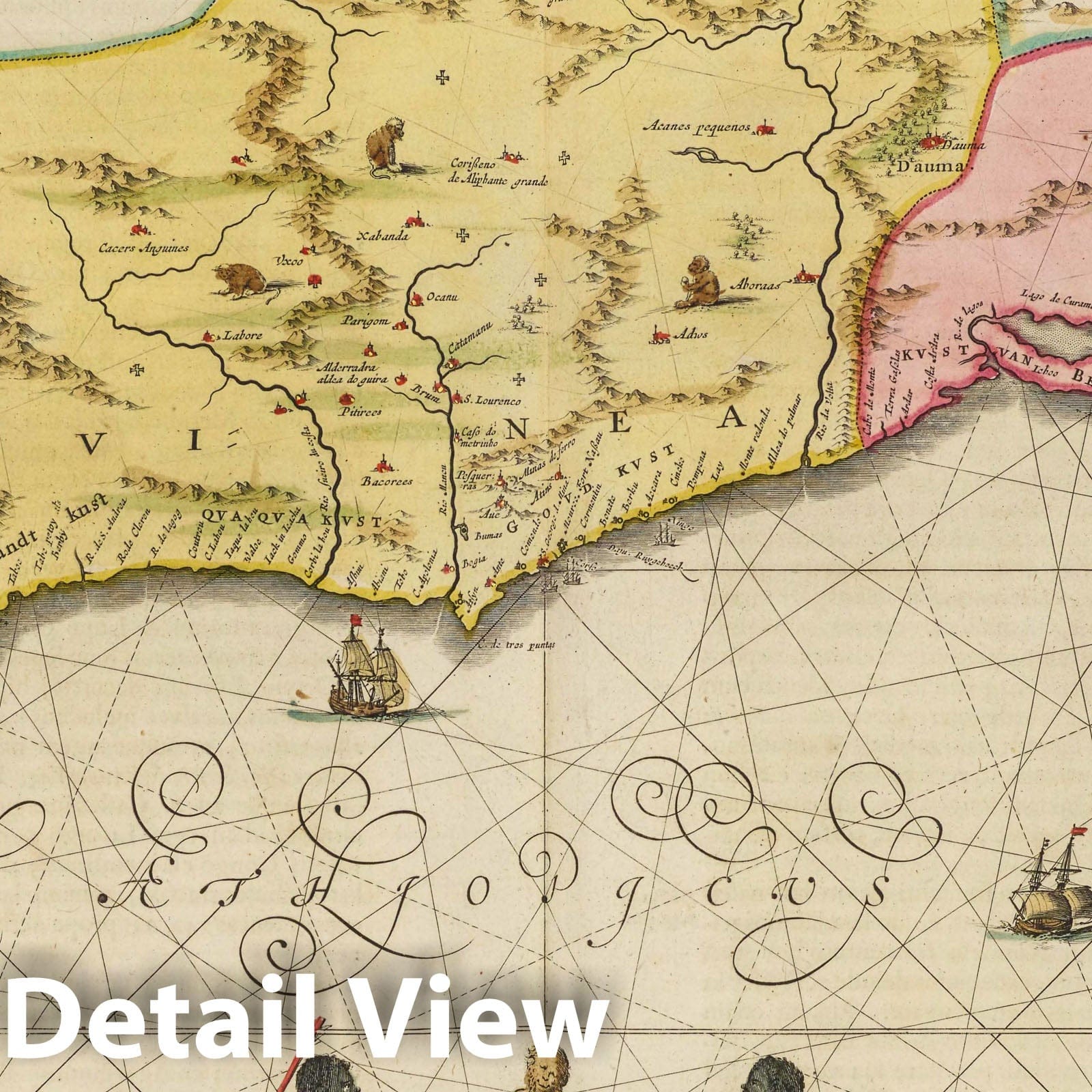 Guinea, 1665 - Historical Map Print from Atlas Maior Blaviana