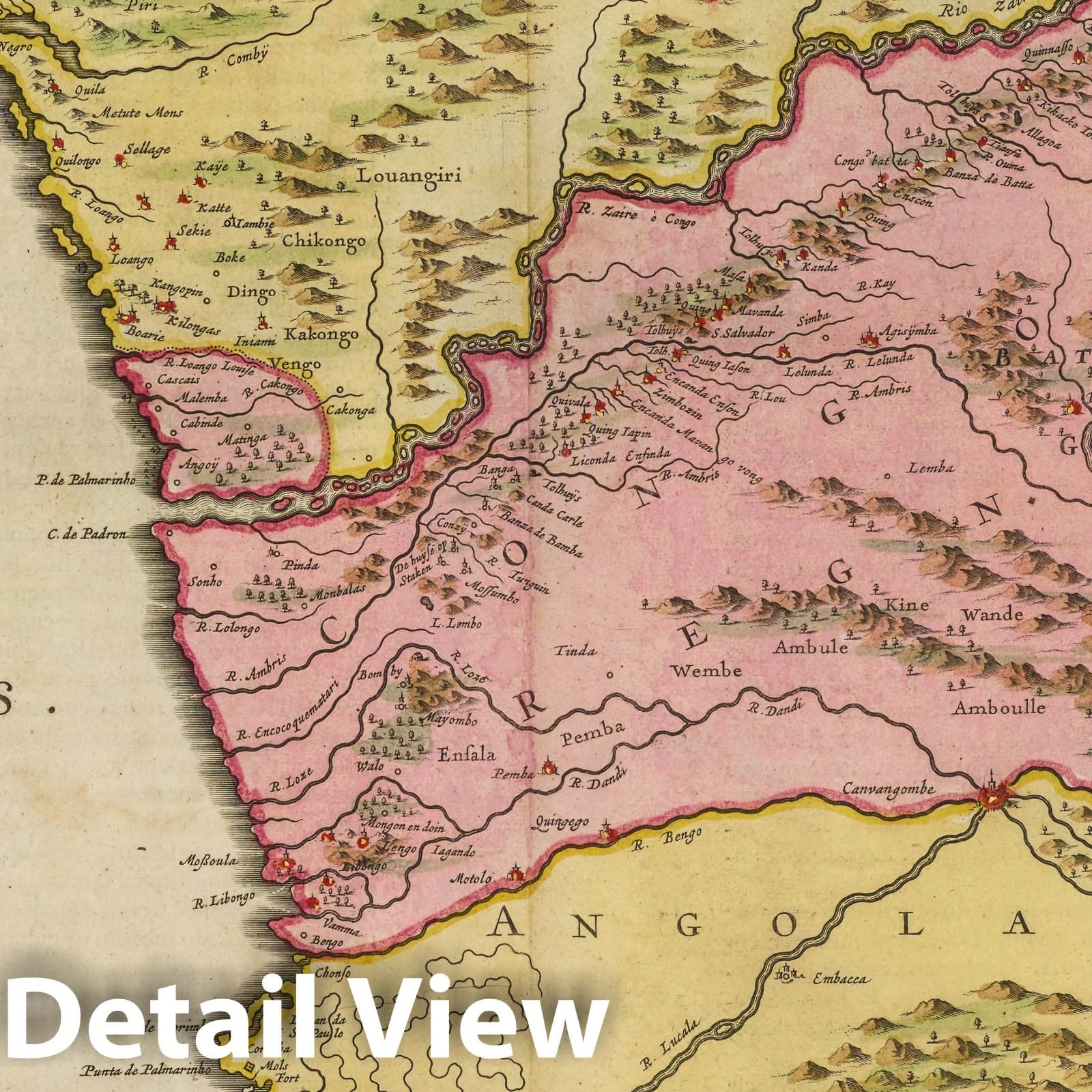 Congo and Angola, 1665 - Historical Map Print from Blaeu's Atlas Maior