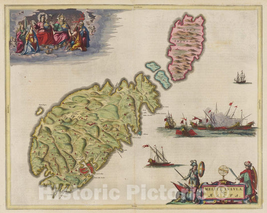 Historic Map : Atlas Maior Sive Cosmographia Blaviana, Qua Solvm, Salvm, Coelvm, Accvratissime Describvntvr. Melite Insvla, 1665 Atlas - Vintage Wall Art
