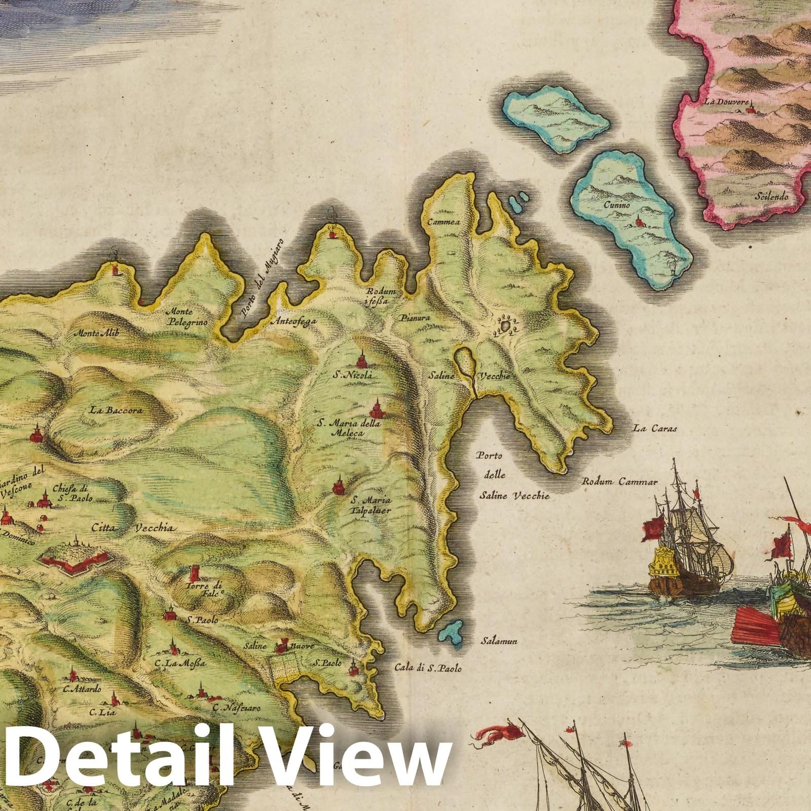 Malta, 1665 - Historical Map Print from Blaeu's Atlas Maior