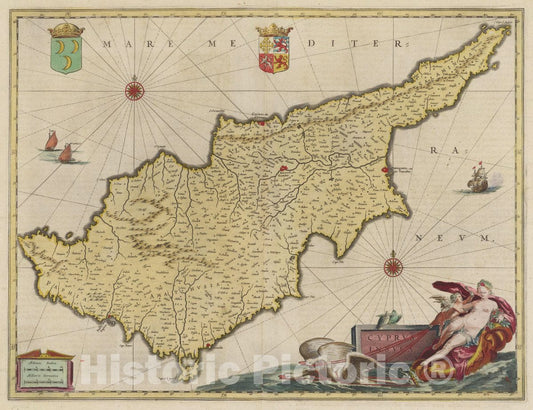 Historic Map : Atlas Maior Sive Cosmographia Blaviana, Qua Solvm, Salvm, Coelvm, Accvratissime Describvntvr. Cyprvs Insvla, 1665 Atlas - Vintage Wall Art