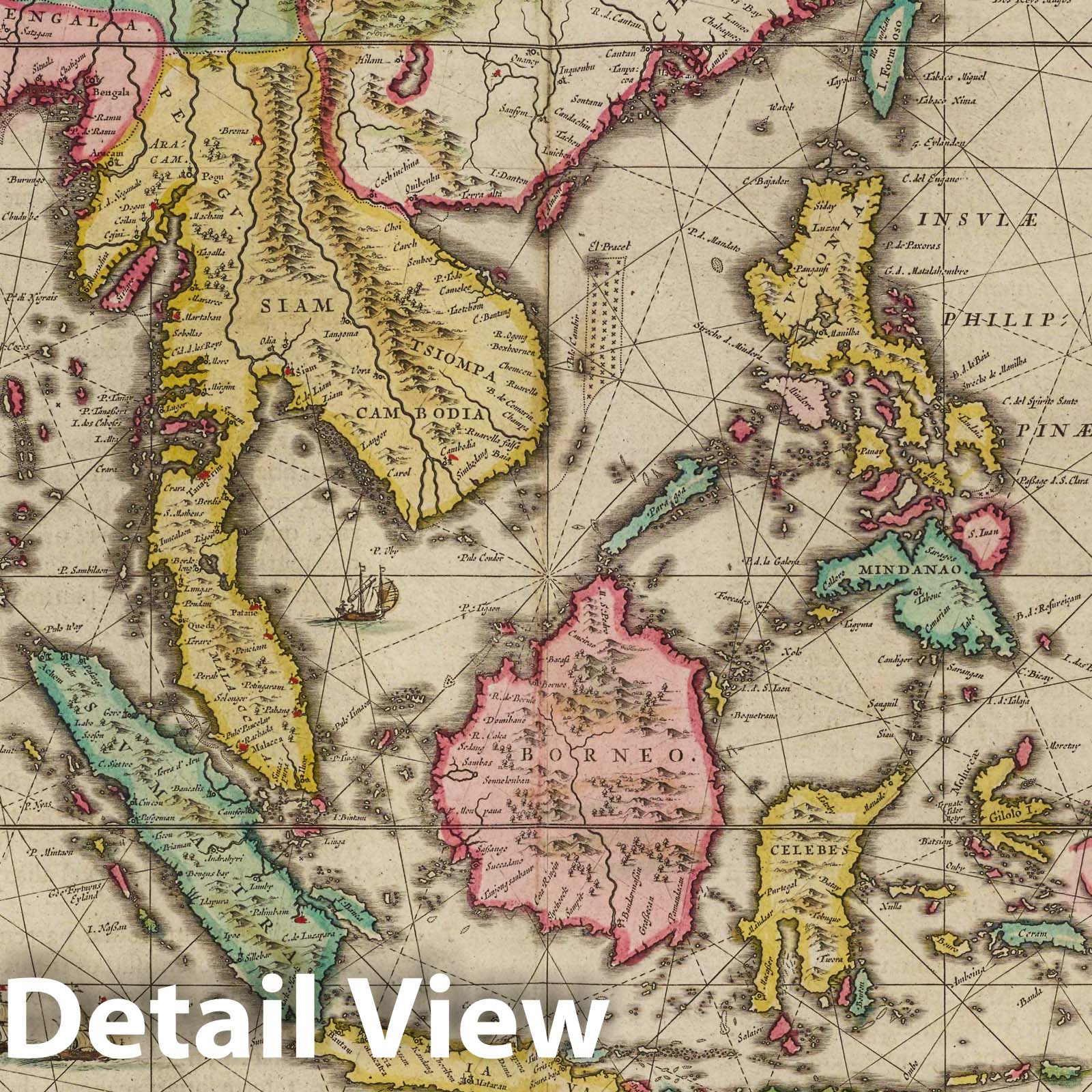 East Indies, 1665 - Blaeu Atlas Maior Historical Map Print