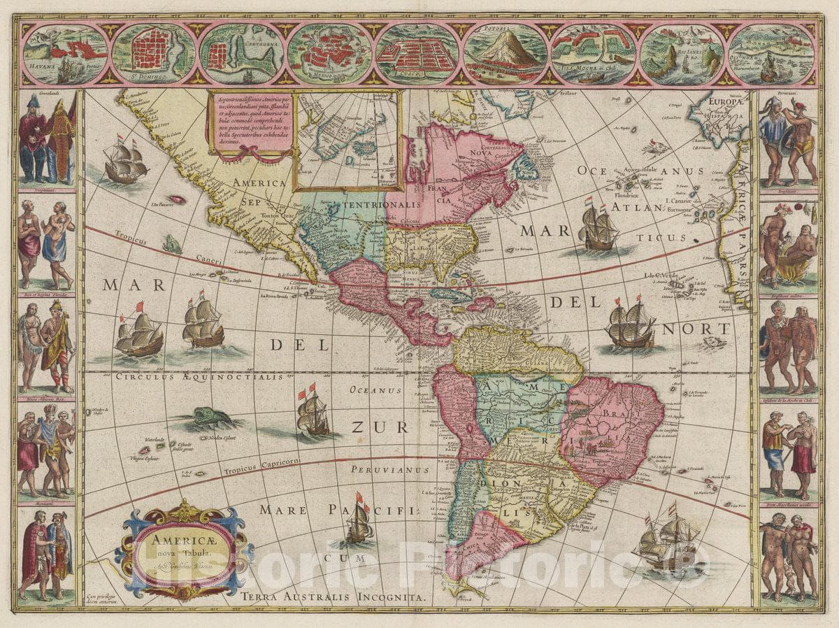 Historic Map : Atlas Maior Sive Cosmographia Blaviana, Qua Solvm, Salvm, Coelvm, Accvratissime Describvntvr. Americae nova Tabula, 1665 Atlas - Vintage Wall Art