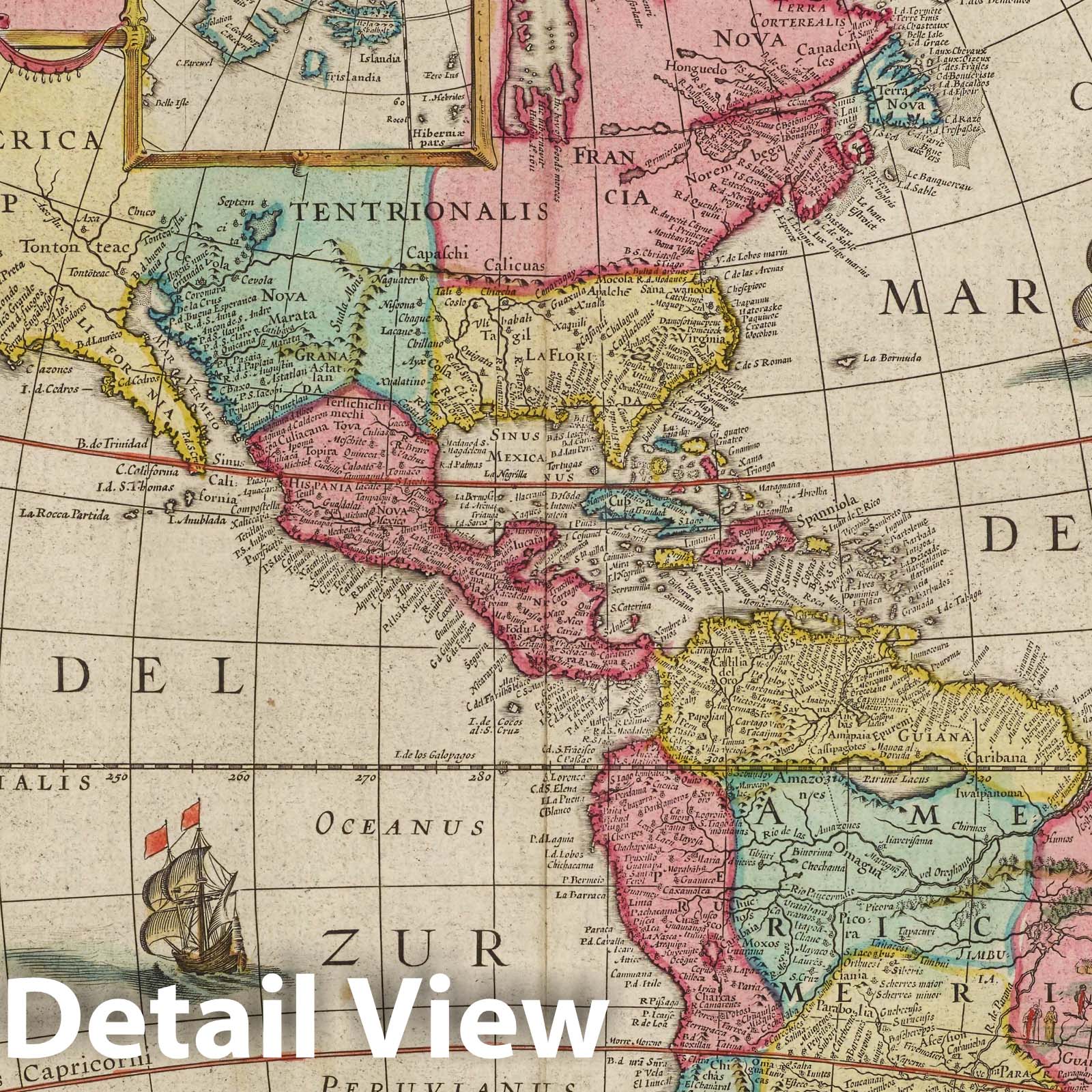 America, 1665 - Blaeu's Atlas Maior Historical Map Print