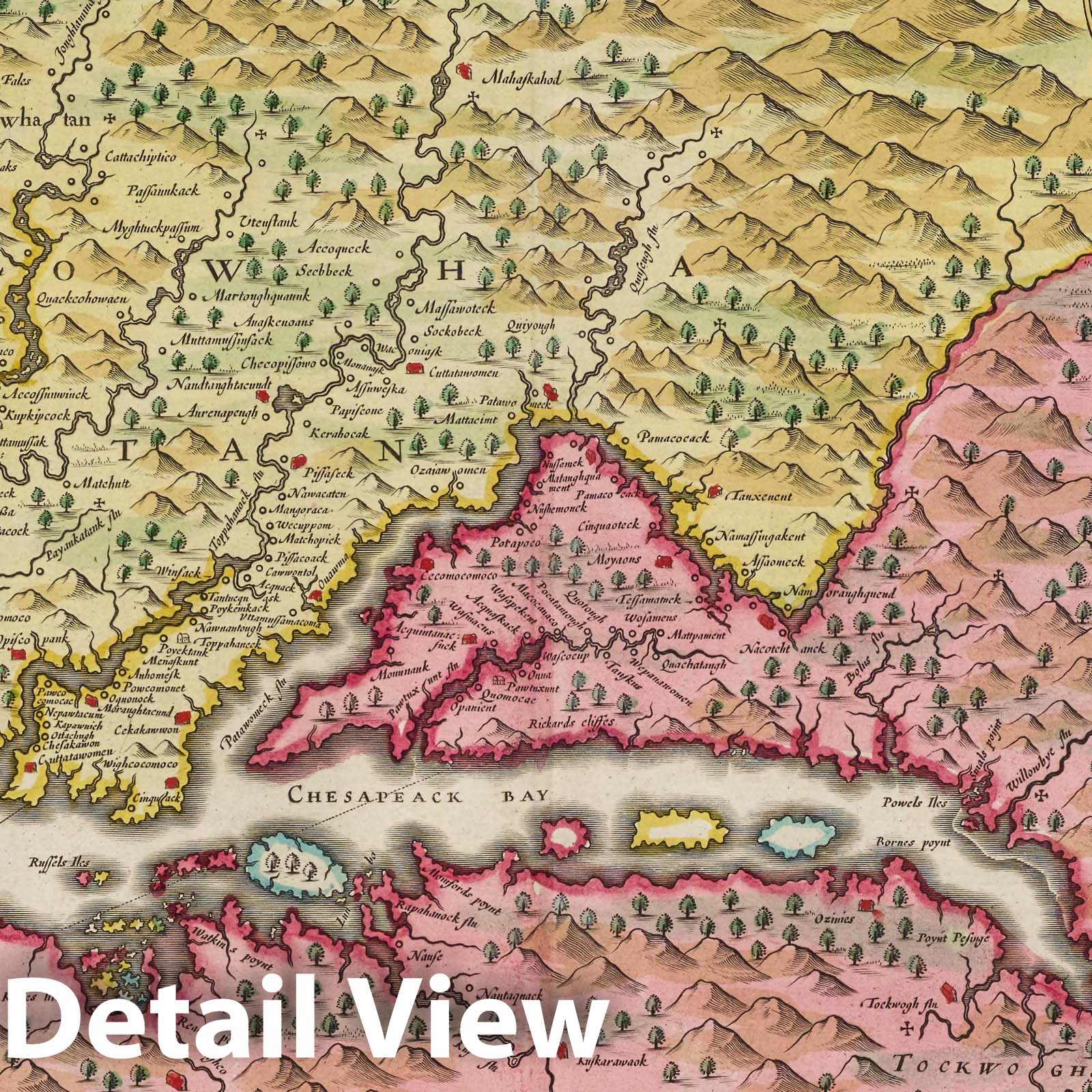 Virginia and Maryland, 1665 - Blaeu's Atlas Maior Historical Map Print