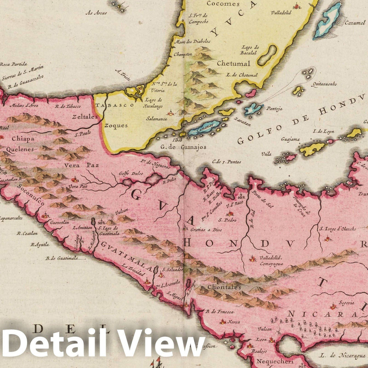 Yucatan and Guatemala, 1665 - Blaeu's Atlas Maior Historical Map Print