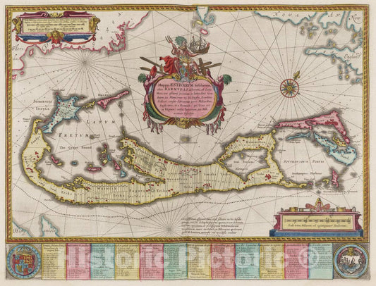 Historic Map : Bermuda, Mappa aestivarum insularum, 1665 Atlas , Vintage Wall Art