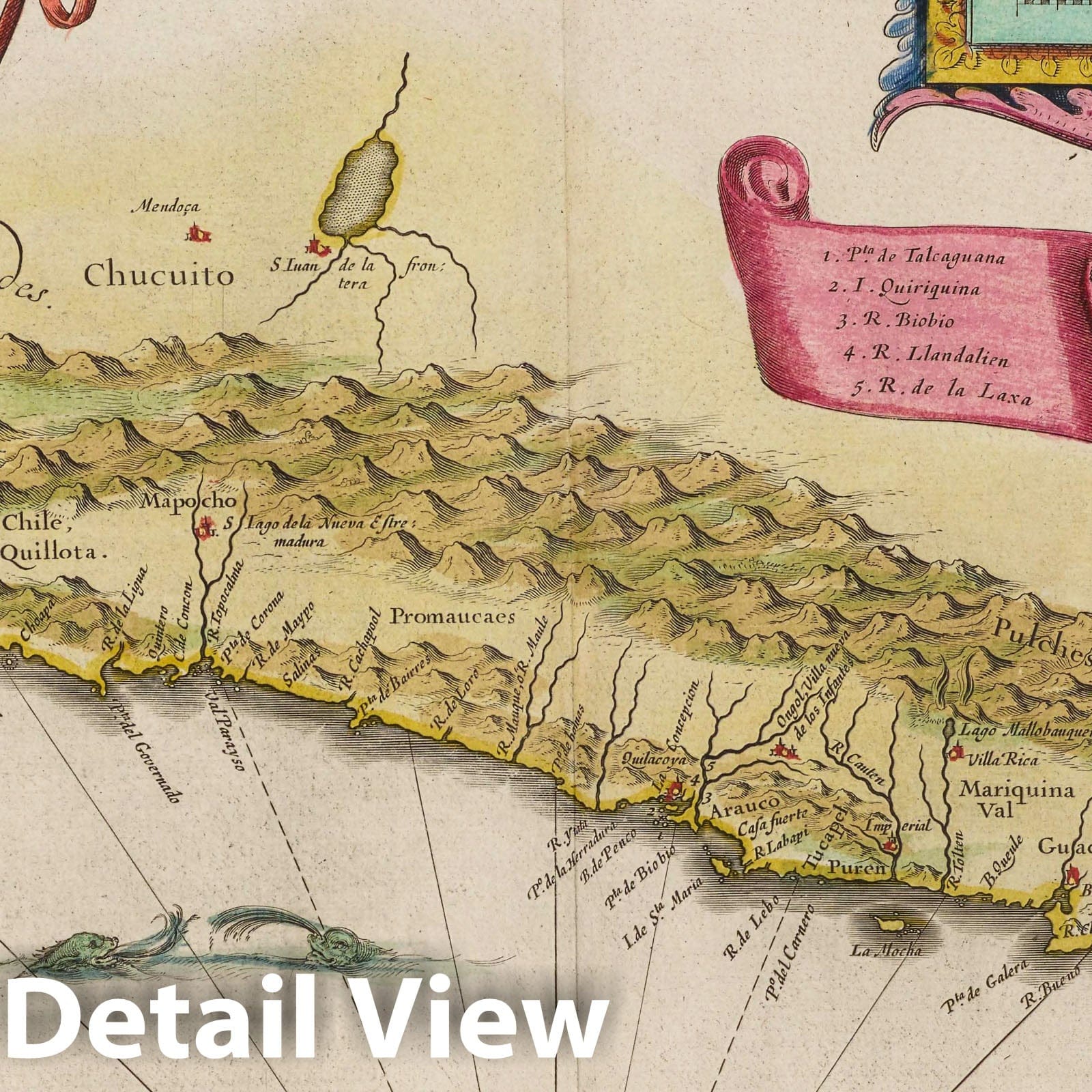 Chile, 1665 - Historical Map Print from Atlas Maior