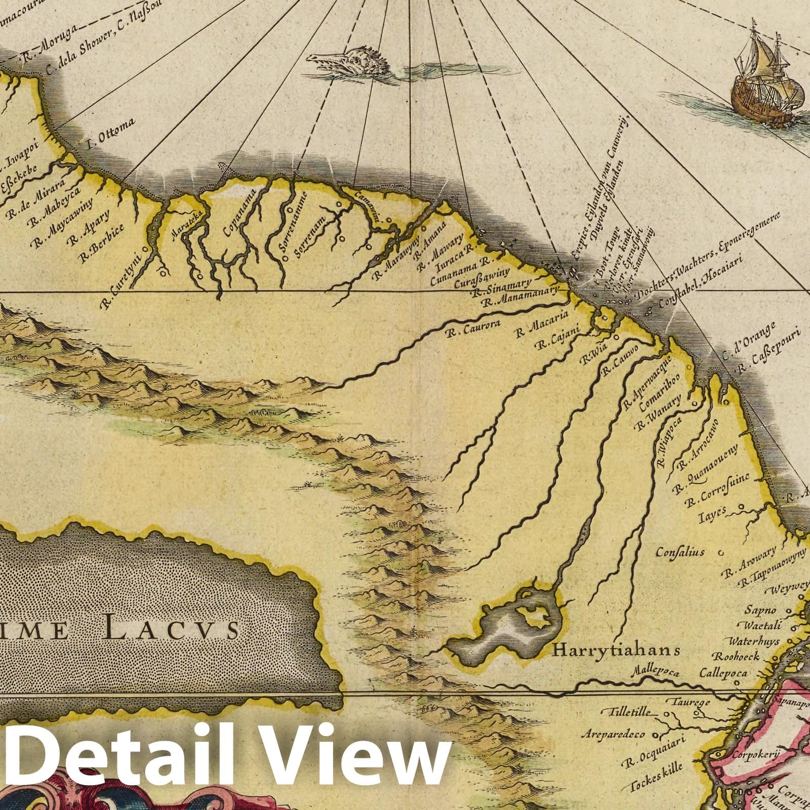 Guiana, 1665 - Historical Map Print from Blaeu's Atlas Maior