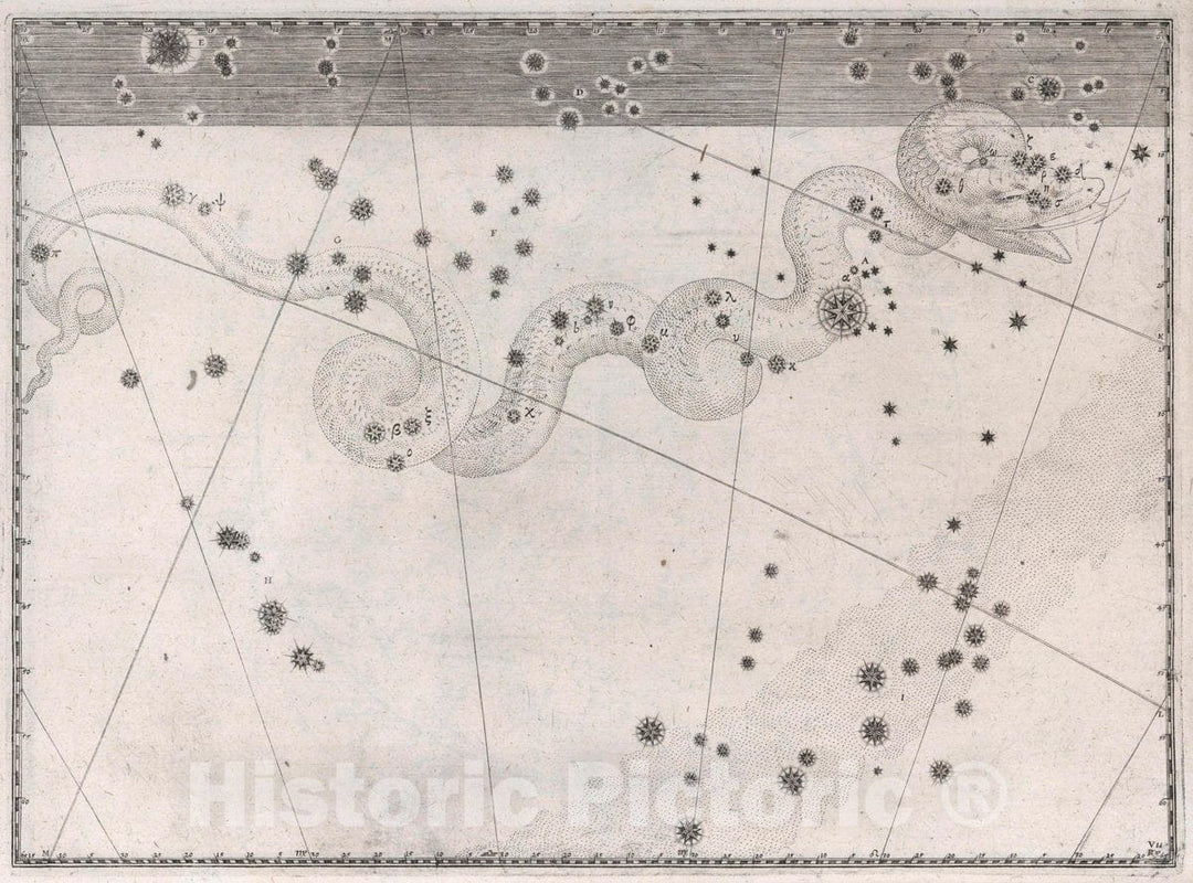 Historic Map : (Constellation: Serpent.), 1655 Celestial Atlas - Vintage Wall Art