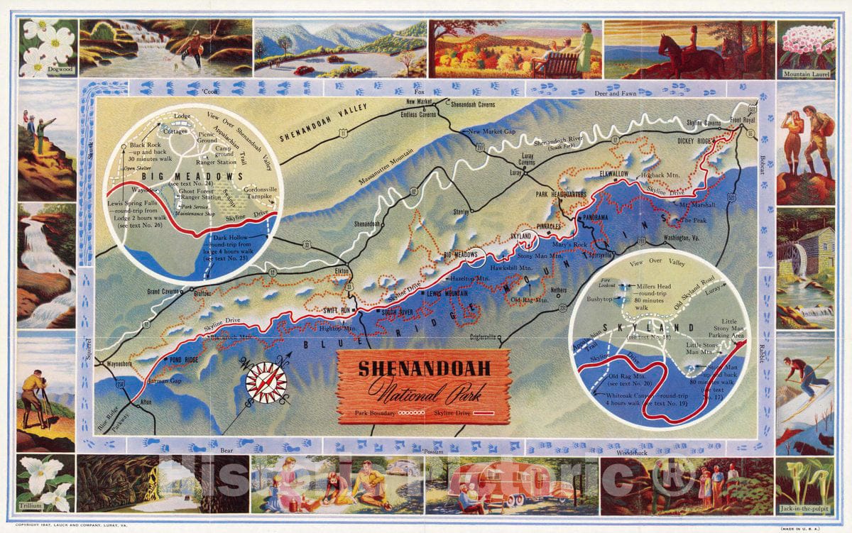 Shenandoah National Park - Pictorial Map, 1947