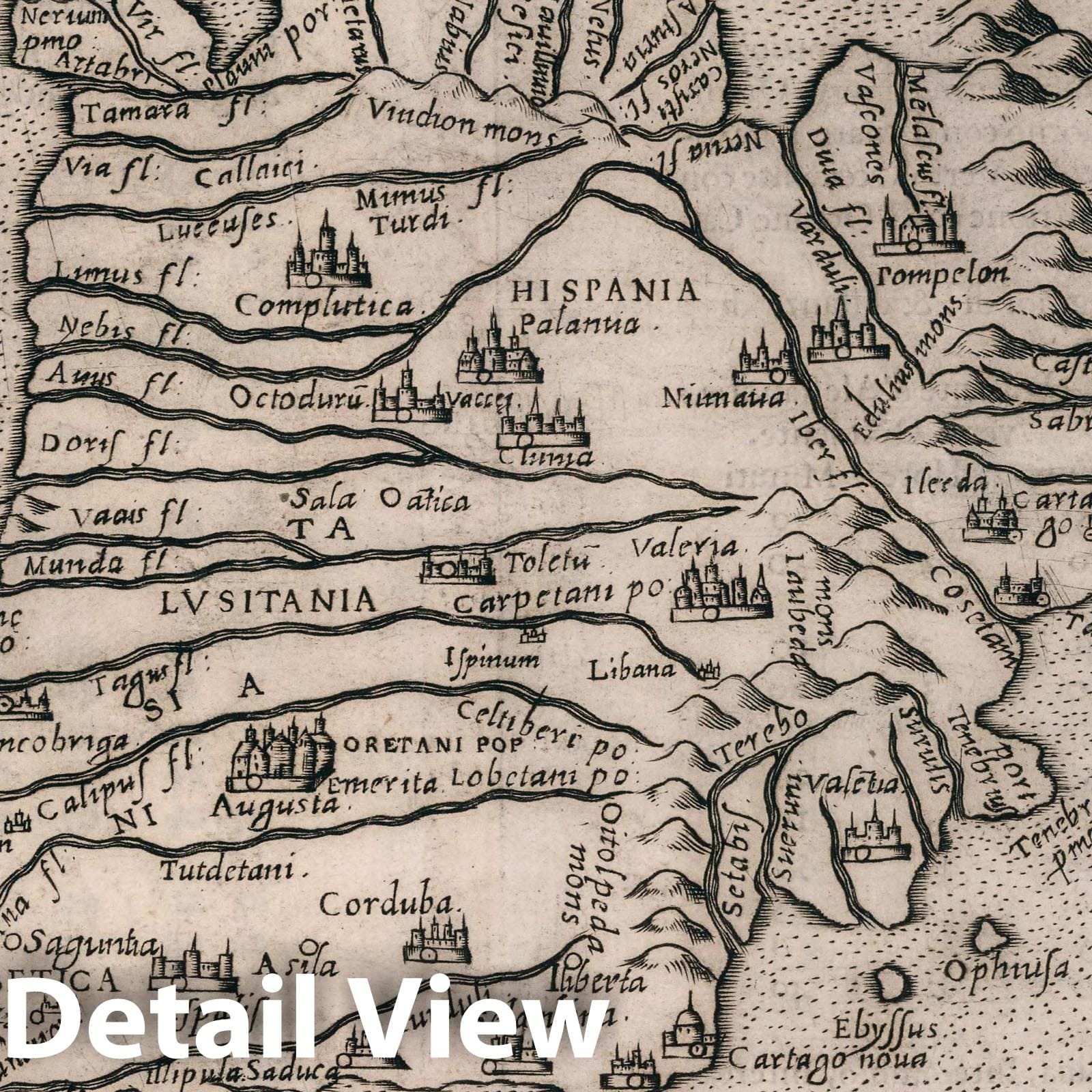 Historic Map : Iberian Peninsula., Europe Tabula Europae II. Della Geografia di Tolomeo. Libro Secondo, 1599 Atlas , Vintage Wall Art