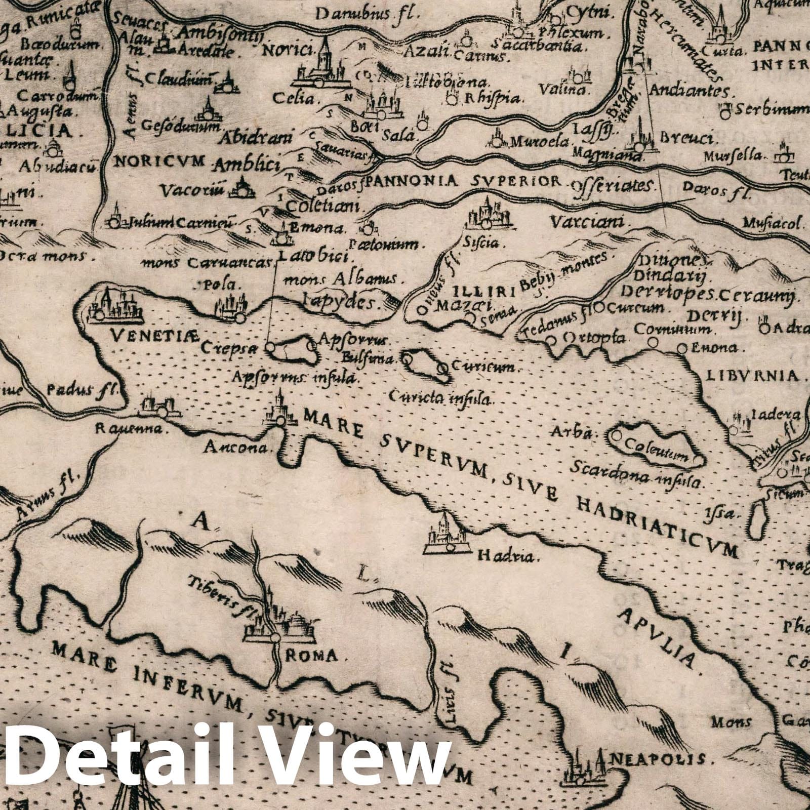 Roman Empire and Italy - Nautical Chart, 1599 - Historical Map Print