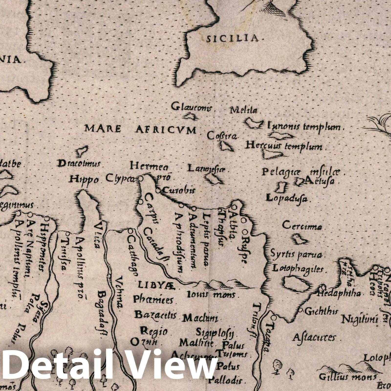Northern Africa, Sardinia, and Sicily - Nautical Chart, 1599 Historical Map Print