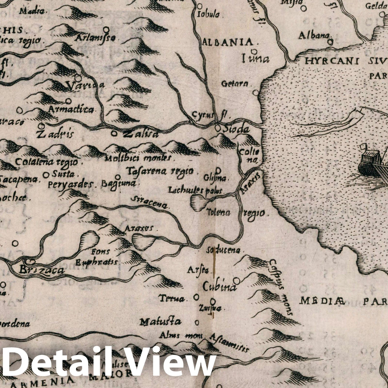 Armenia Maior, Black Sea, Caspian Sea Region - 1599 Historical Map Print