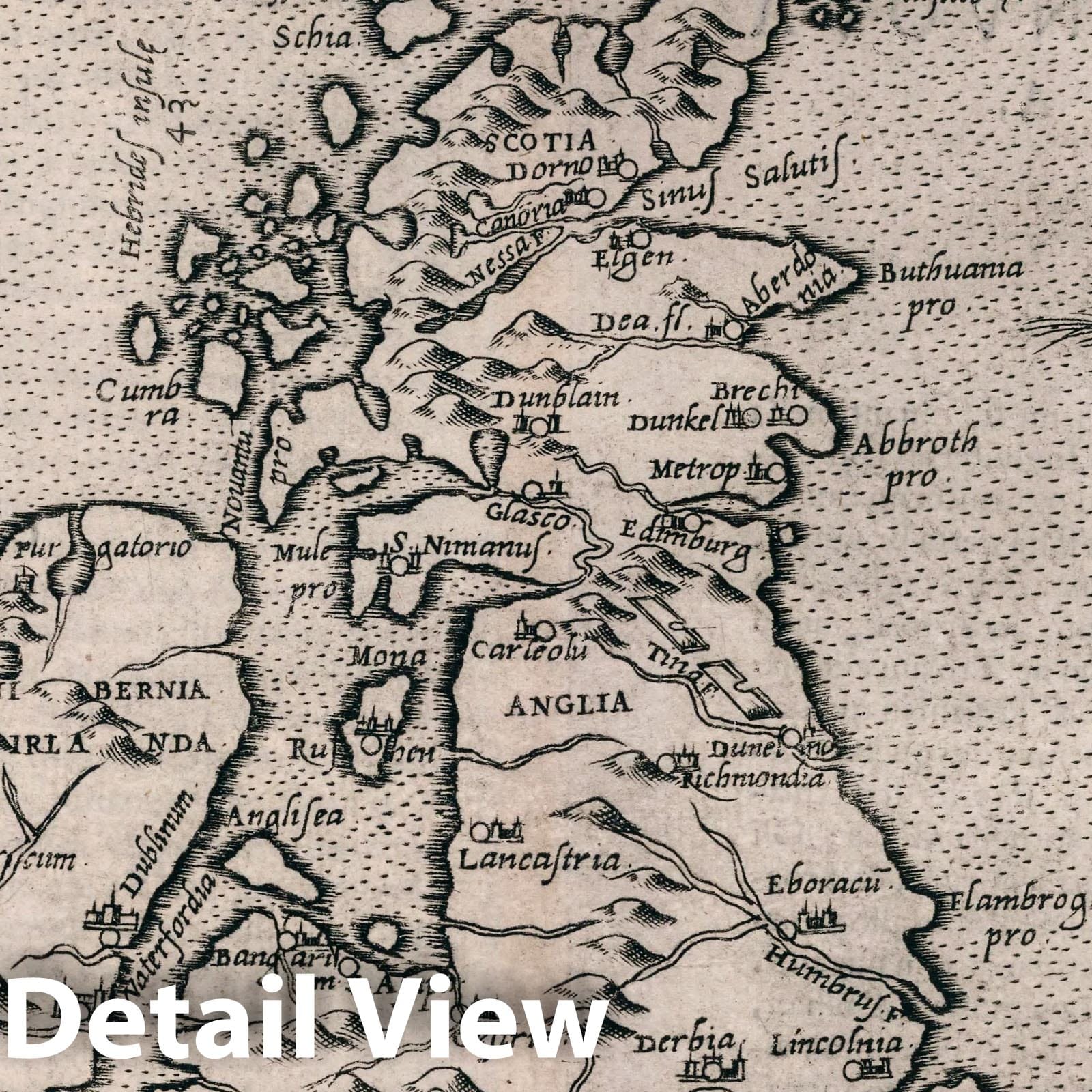 England and Ireland - Nautical Chart, 1599 - Historical Map Print