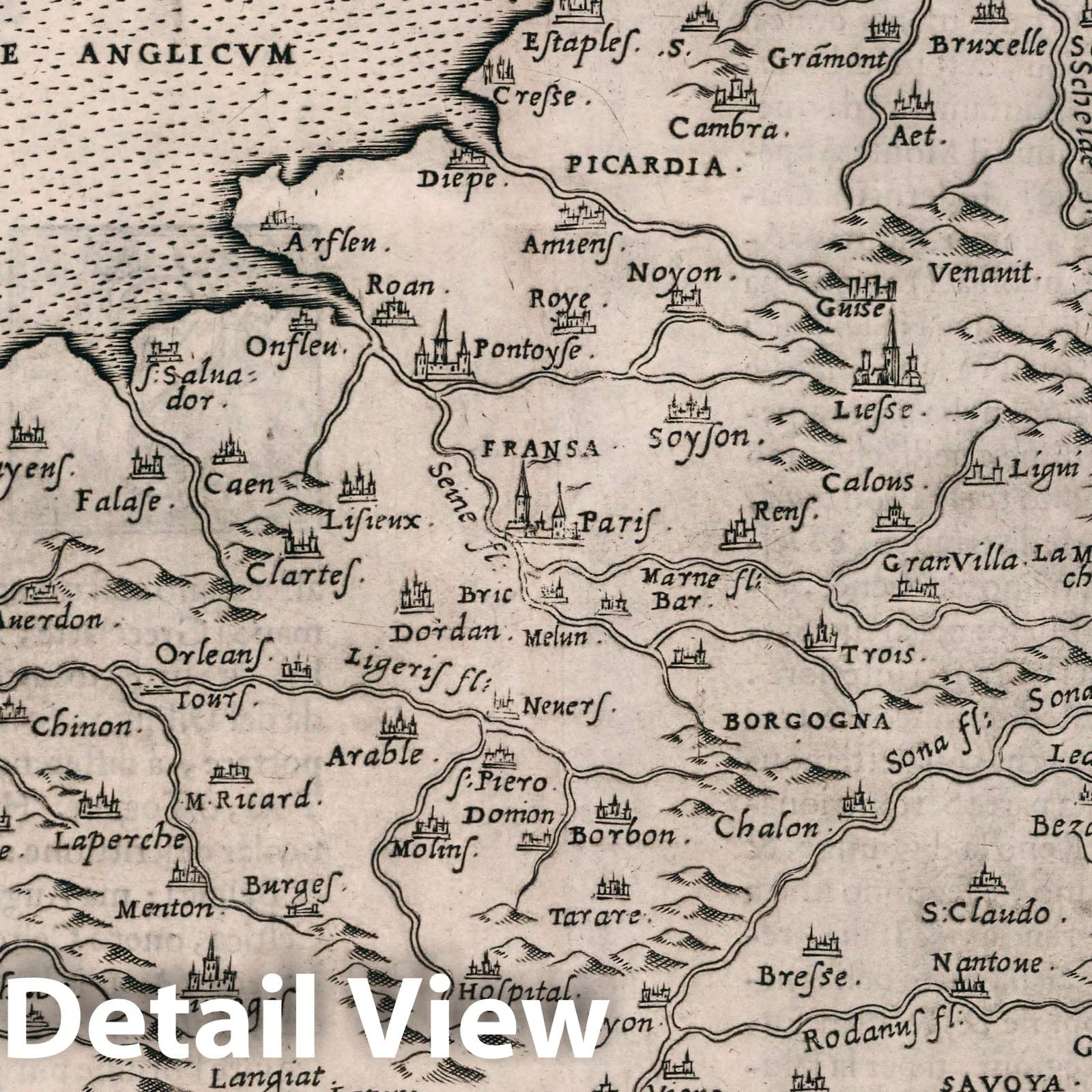 Historic Map : Fance, , Europe Gallia nova tabvla. Descrittione Della Francia. Libro Primo, 1599 Atlas , Vintage Wall Art