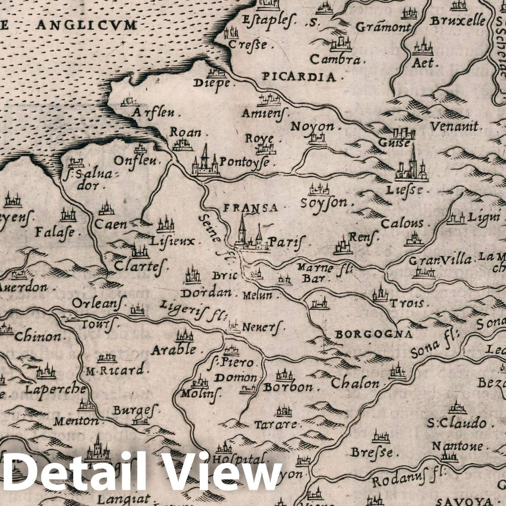 Historic Map : Fance, , Europe Gallia nova tabvla. Descrittione Della Francia. Libro Primo, 1599 Atlas , Vintage Wall Art