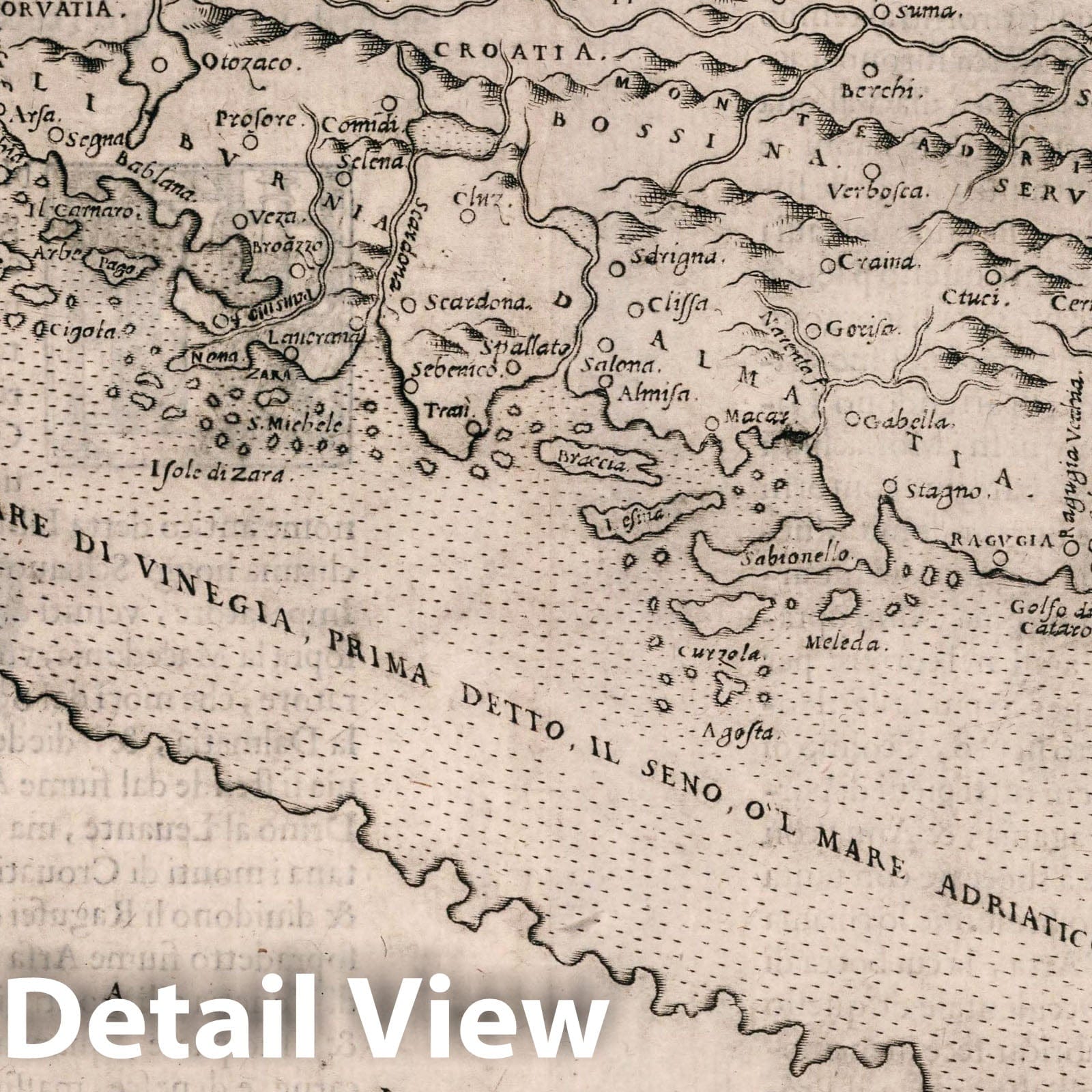 Historic Wall Map : Balkan Peninsula, Europe Tavola Nvova di Schiavonia. Descrittione Della Schiauonia. Libro Primo, 1599 Atlas , Vintage Wall Art