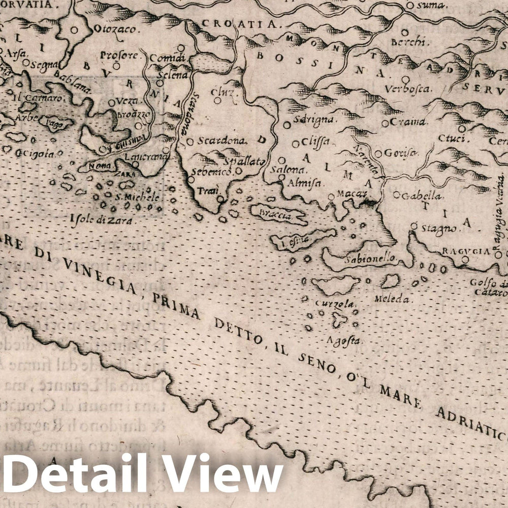 Historic Wall Map : Balkan Peninsula, Europe Tavola Nvova di Schiavonia. Descrittione Della Schiauonia. Libro Primo, 1599 Atlas , Vintage Wall Art