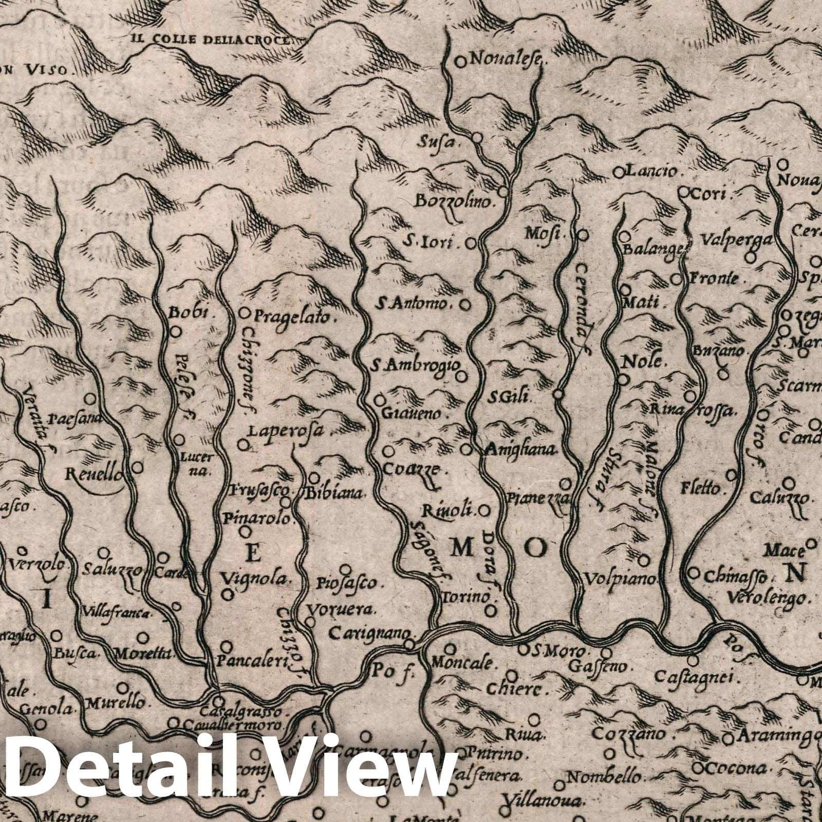Piedmont, Italy - Nautical Chart, 1599 - Historical Map Print