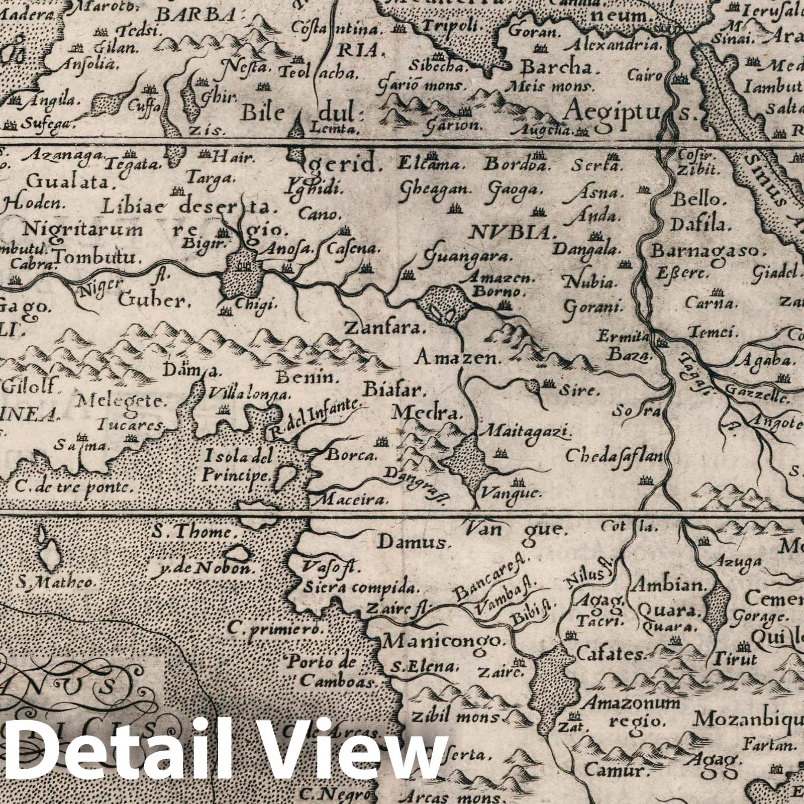 Africa - Nautical Chart, 1599 - Ruscelli Ptolemy Geographia Map Print