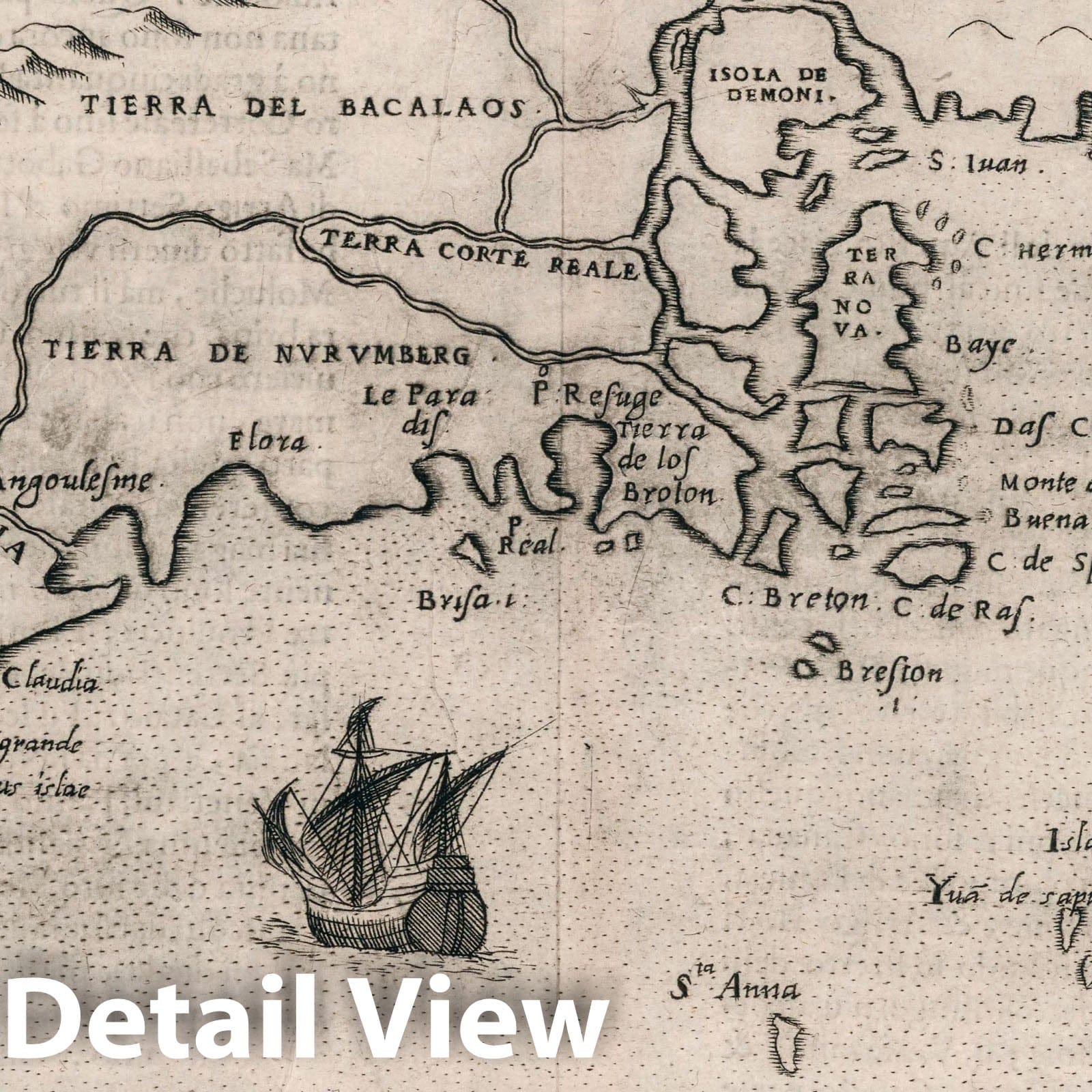 North America - Nautical Chart, 1599 - Historical Map Print