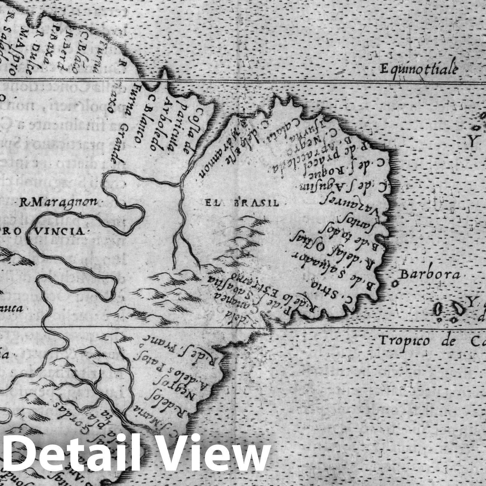 South America - Nautical Chart, 1599 - Historical Map Print