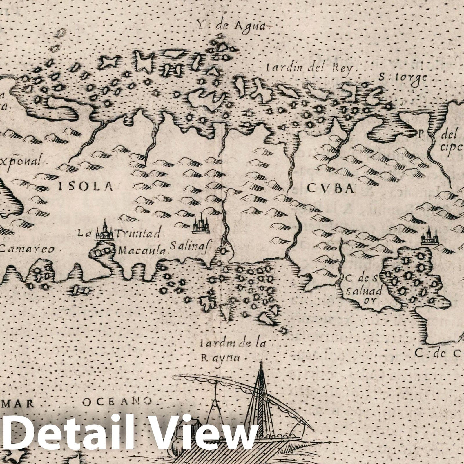 Cuba - Nautical Chart, 1599 - Historical Map Print