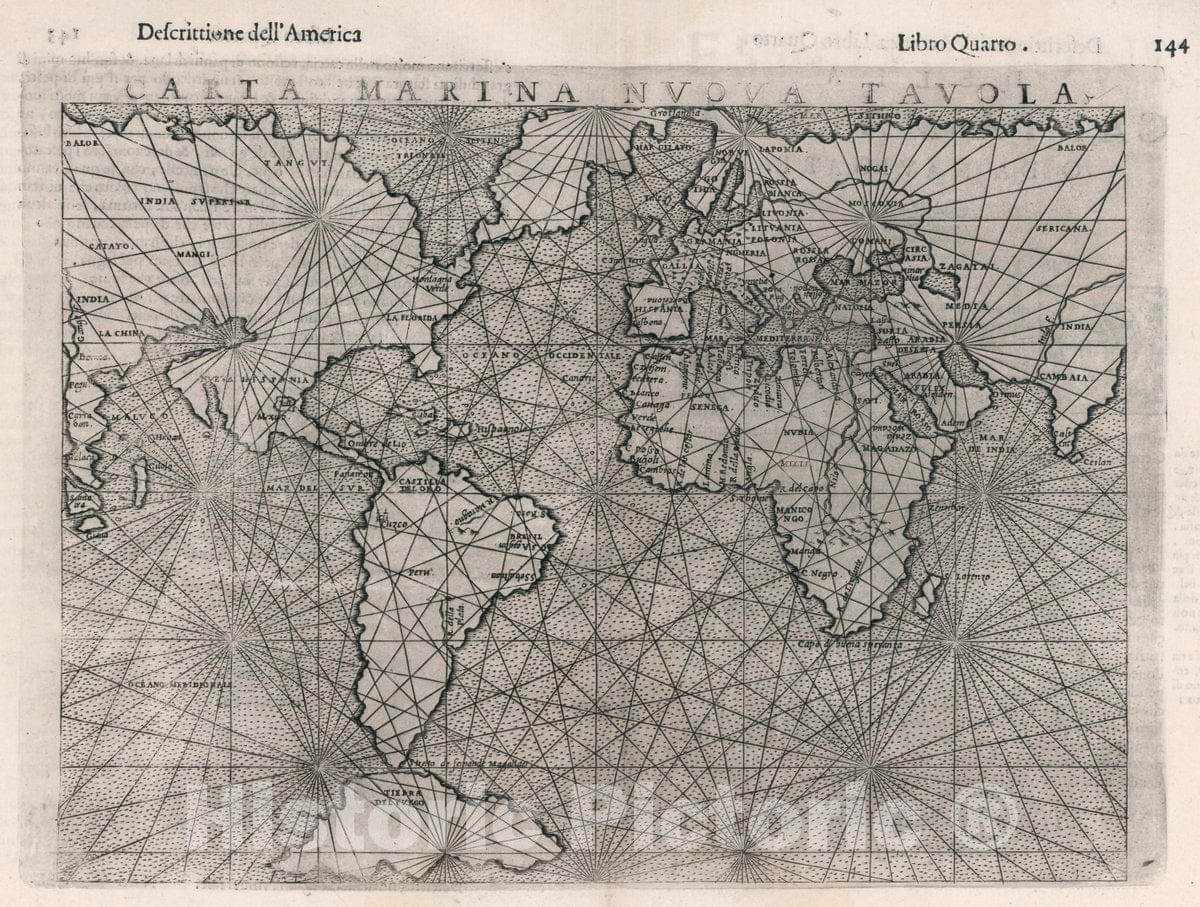 Historic Map : Carta Marina Nvova Tavola. Descrittione dell'America. Libro Quarto, 1599 Atlas - Vintage Wall Art