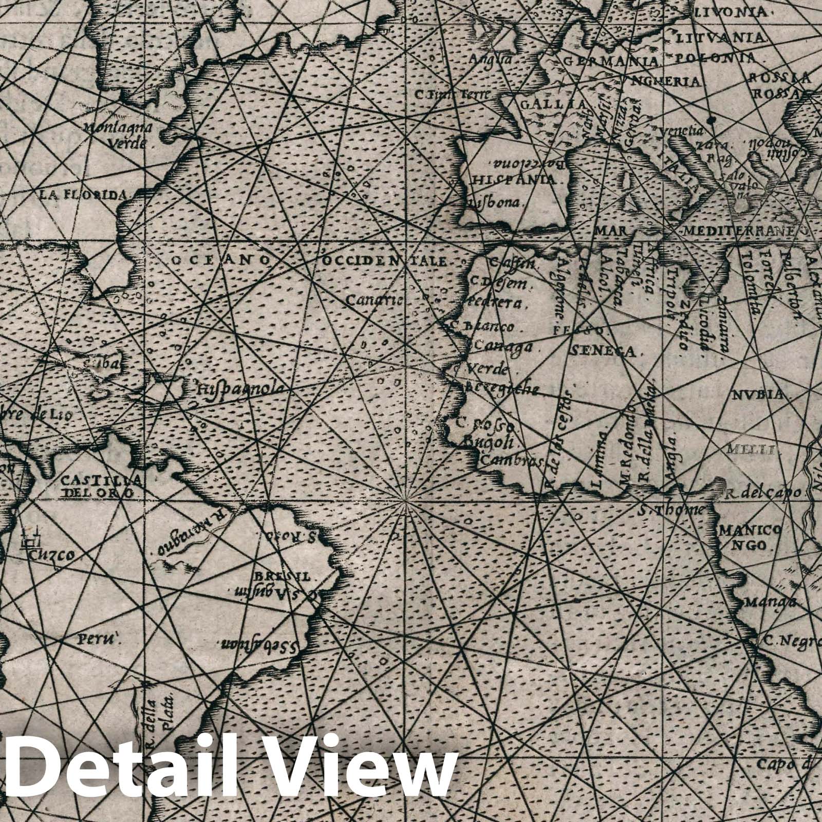 World Nautical Chart, 1599 - Historical Map Print