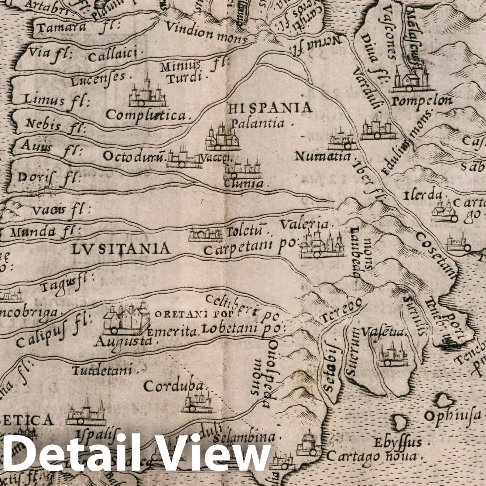 Historic Wall Map : Iberian Peninsula, Europe Tabvla Evropae II. D'Evropa,Tavola seconda Antica, 1561 Atlas , Vintage Wall Art