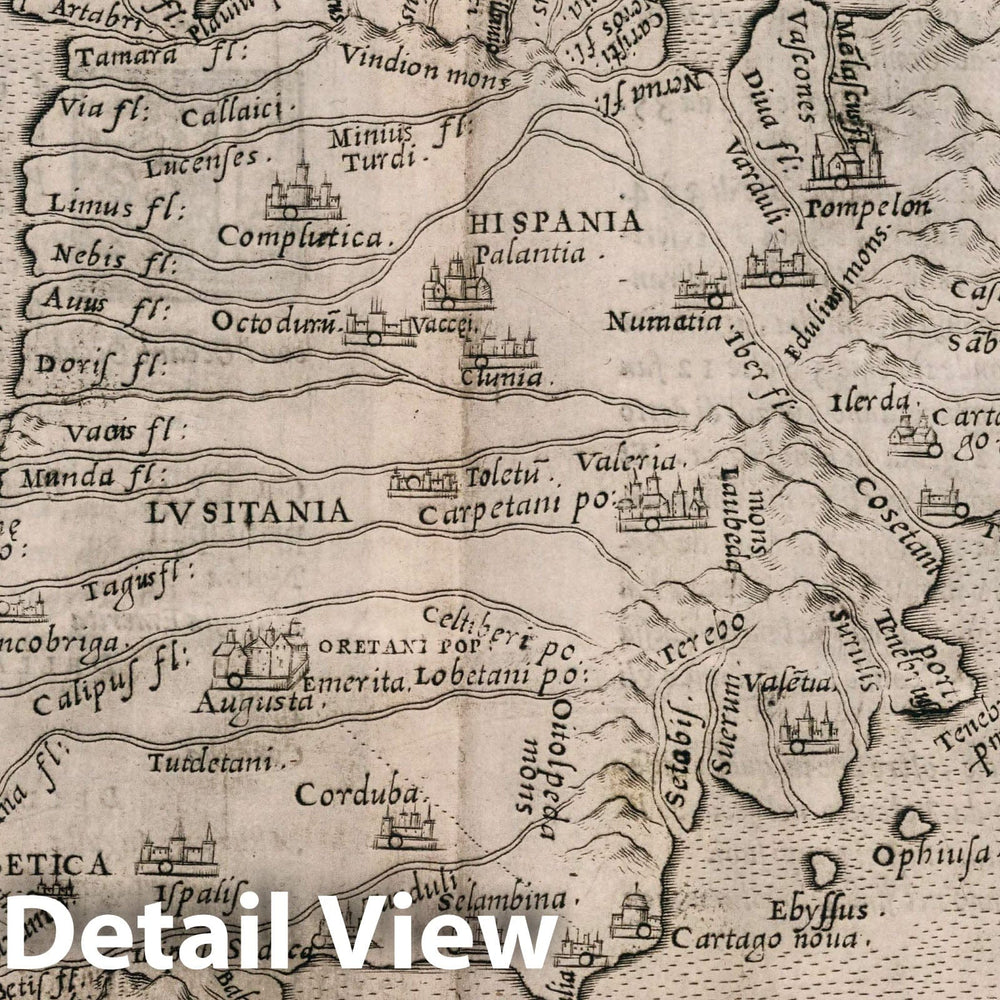 Historic Wall Map : Iberian Peninsula, Europe Tabvla Evropae II. D'Evropa,Tavola seconda Antica, 1561 Atlas , Vintage Wall Art