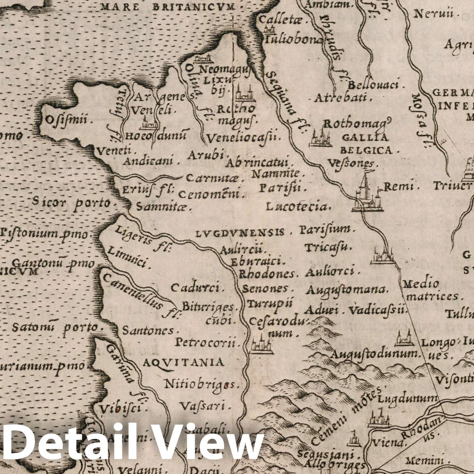 Historic Map : France, , Europe Tabvla Evropae III. D'Evropa, Terza tavola. Antica. La geografia di Claudio Tolomeo Alessandrino, 1561 Atlas , Vintage Wall Art