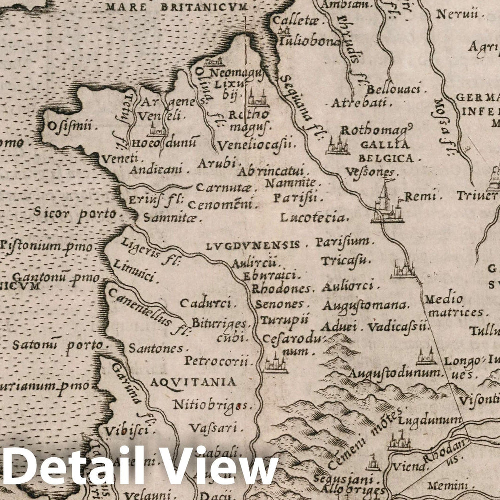 Historic Map : France, , Europe Tabvla Evropae III. D'Evropa, Terza tavola. Antica. La geografia di Claudio Tolomeo Alessandrino, 1561 Atlas , Vintage Wall Art