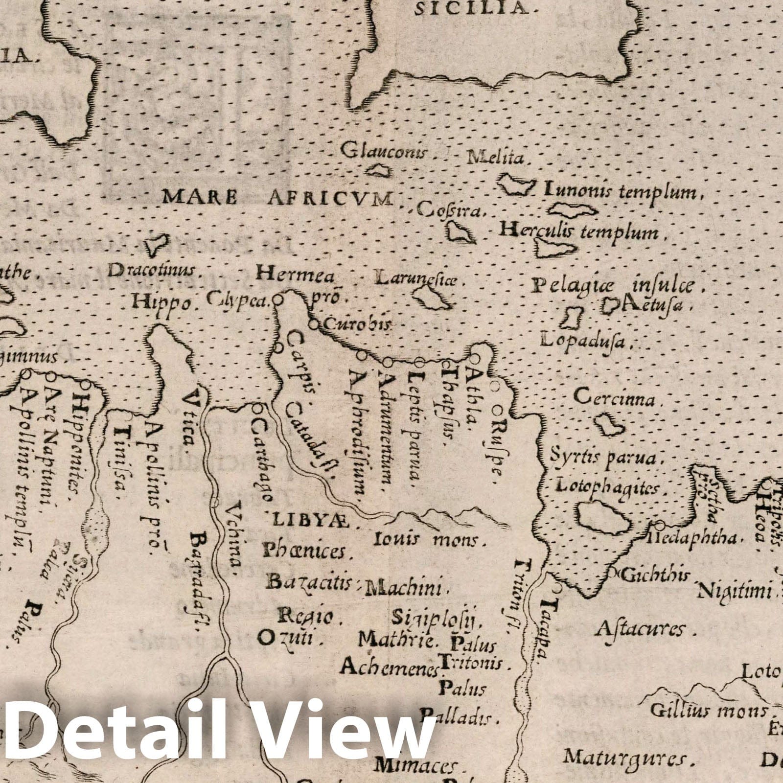 North Africa, Sardinia, and Sicily - Classical Map, 1561