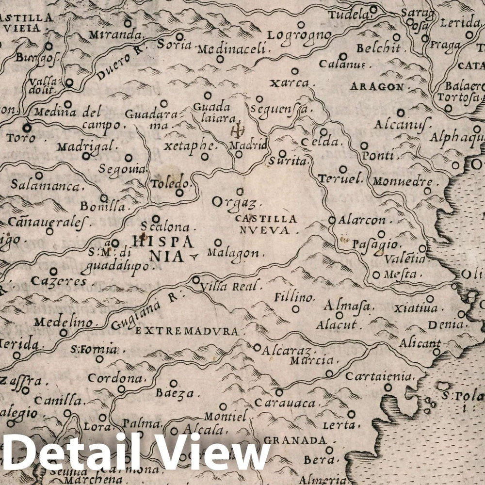 Historic Map : Spain, , Europe Hispania nova tabvla. Della Spagna. Seconda nvova tavola d'Evropa, 1561 Atlas , Vintage Wall Art