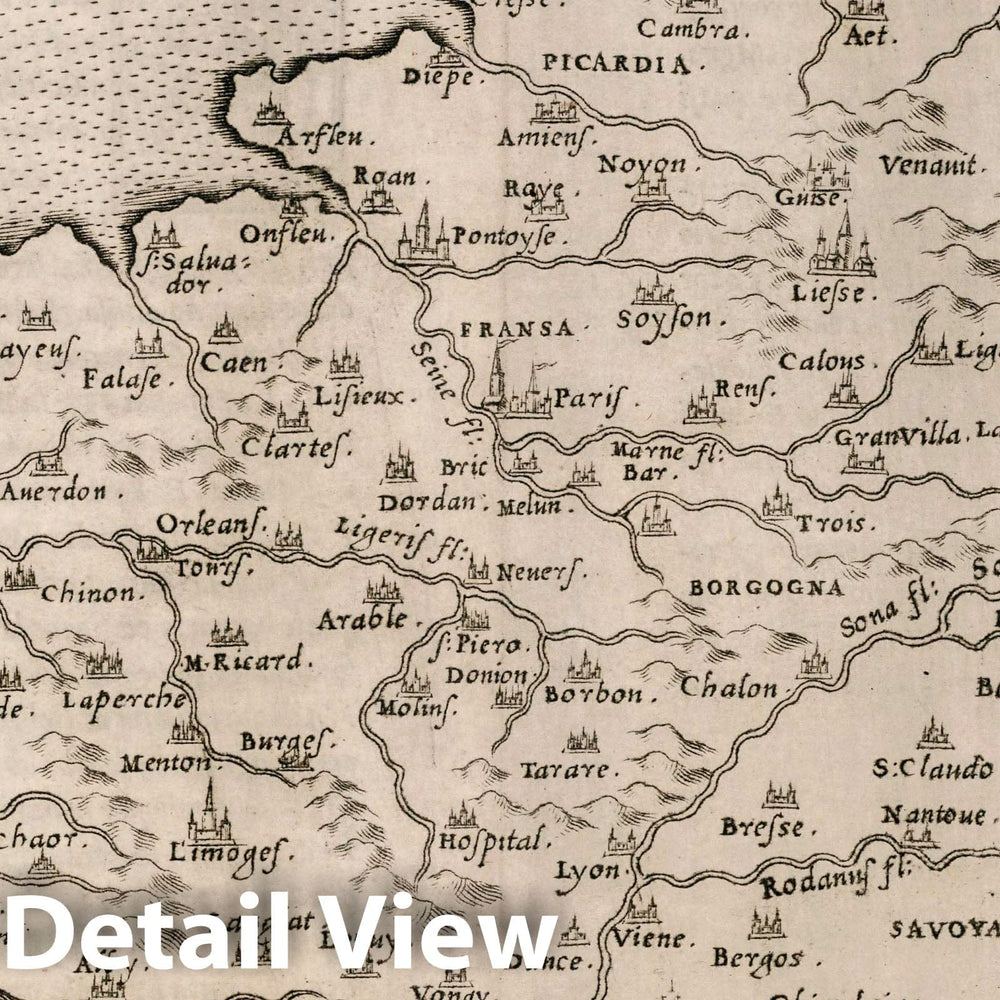 Historic Map : France, , Europe Gallia nova tabvla. Della Gallia, 1561 Atlas , Vintage Wall Art