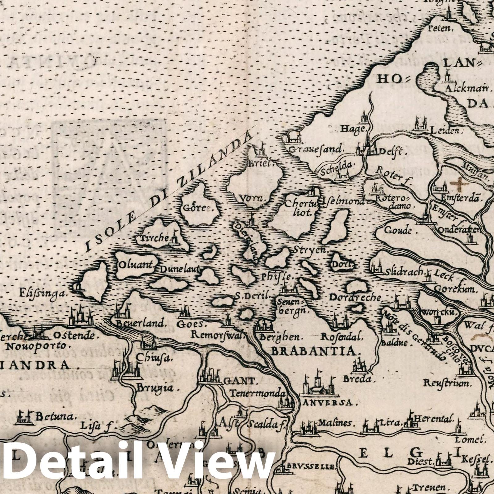 Flanders, Brabant and Holland - Nautical Chart, 1561 - Historical Map Print