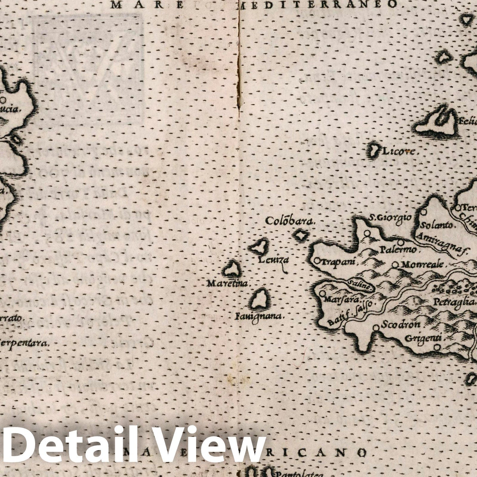 Sicily and Sardinia - Nautical Chart, 1561 - Historical Map Print