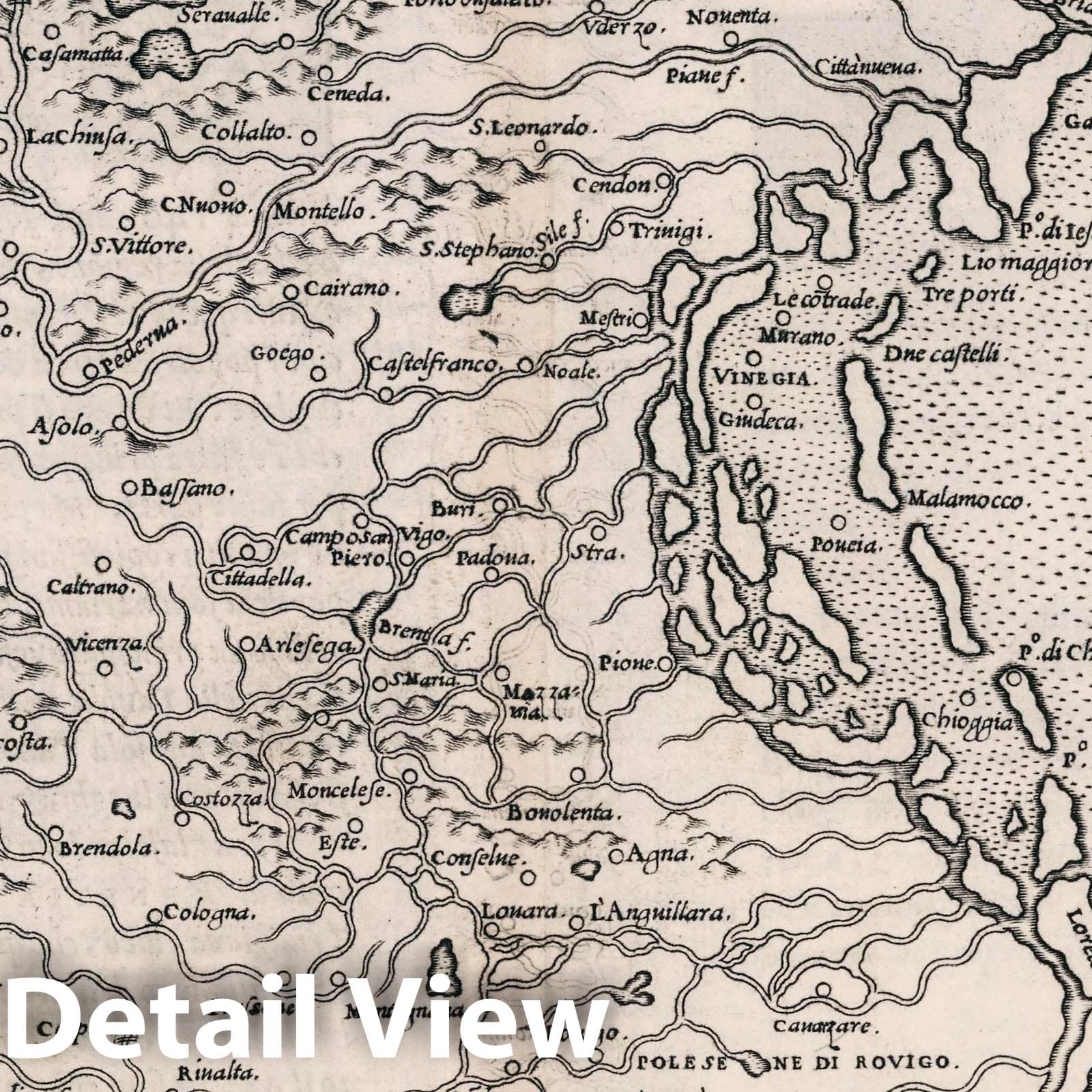 Marca Trivigiana, Italy - Nautical Chart, 1561 - Historical Map Reproduction