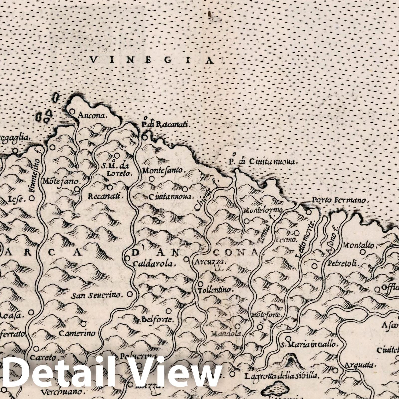 Marca d'Ancona, Italy - Nautical Chart, 1561 - Historical Map Reproduction