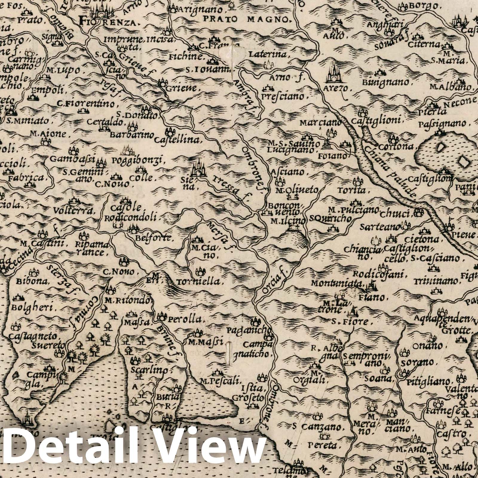 Tuscany - Nautical Chart, 1561 - Historical Map Print