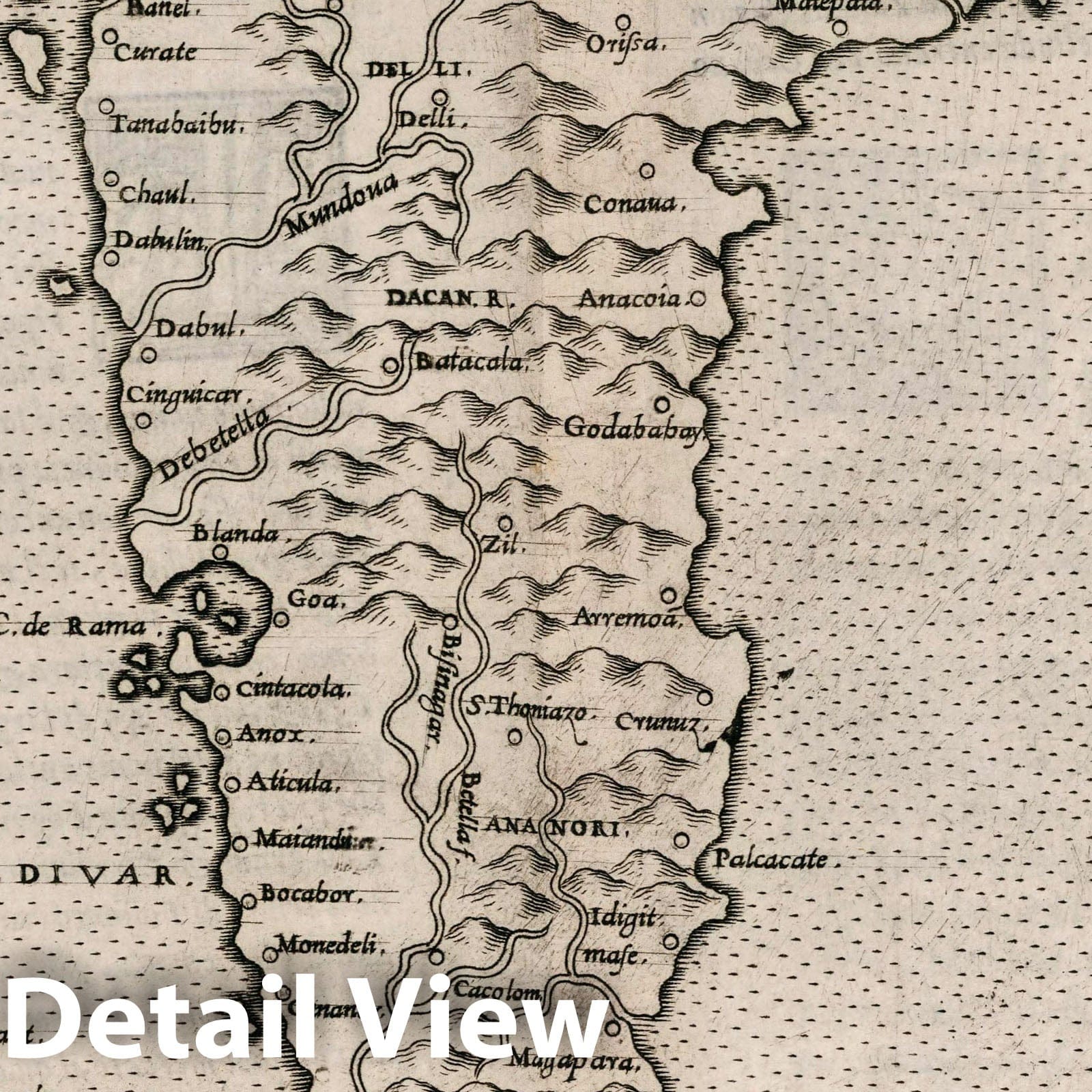 Calecut (Calicut) Nautical Chart, 1561 - Historical Map Reproduction