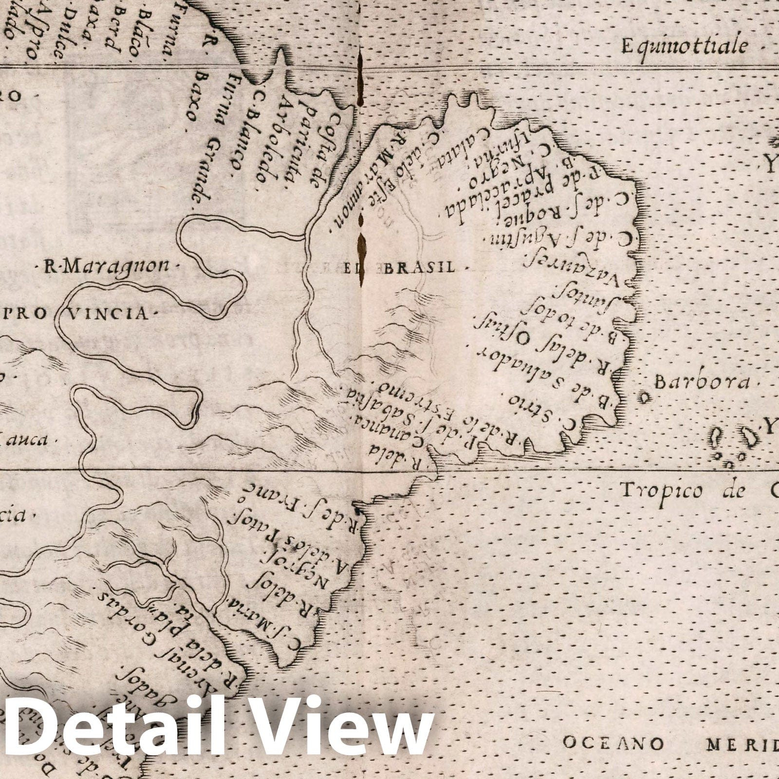 South America - Nautical Chart, 1561 - Historical Map Print