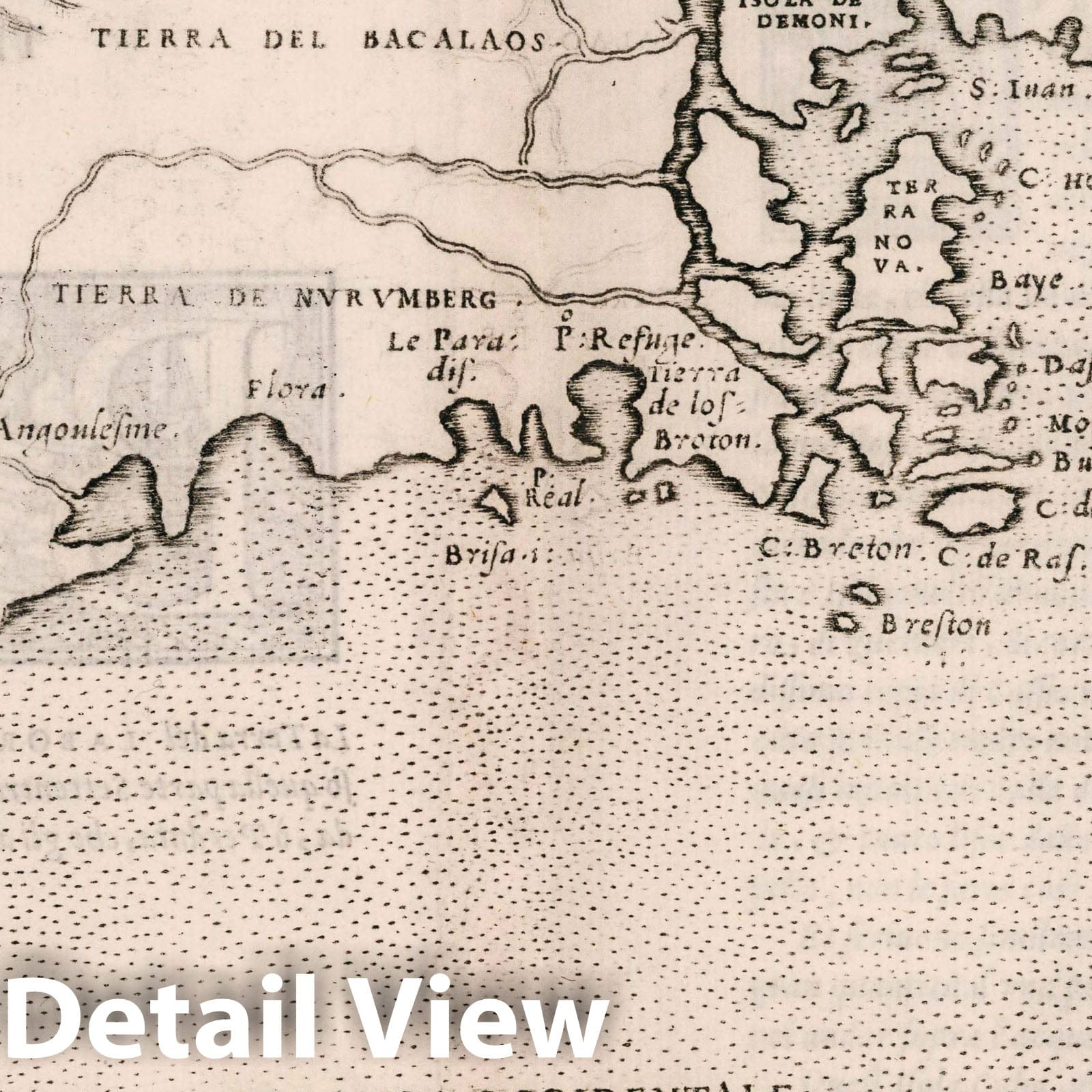 North America - Nautical Chart, 1561 - Historical Map Print