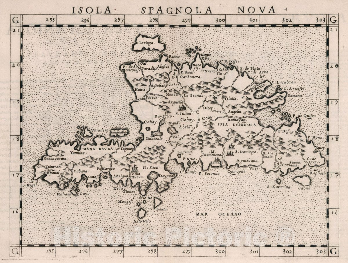 Hispaniola (Haiti and Dominican Republic) - Nautical Chart, 1561 - Historical Map Print